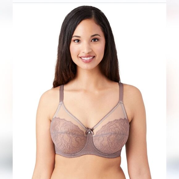 Wacoal Retro Chic Full Figure Underwire Bra Womens Cappuccino 38C - Picture 1 of 4
